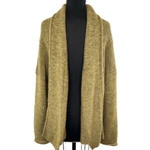 ARTIFACTS Hecho a Mano Pima Cotton Baby Alpaca Wool Yellow Knit Cardigan OS Peru